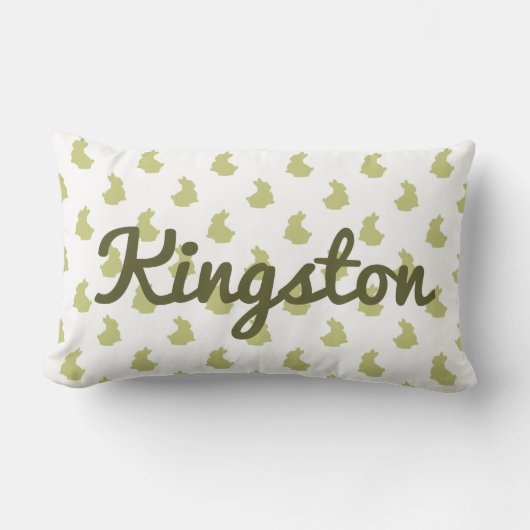 ウッドランドホワイトアンドオリーブバニー子供部屋 ランバークッション (正面)