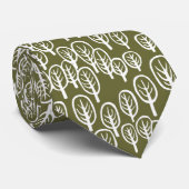 ウッドランドホワイトオングリーンブラウン ネクタイ (ロール)