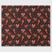 ウッドランドボタニカルフォレストレッド(鳥)ショウジョウコウカンチョウクリスマス ラッピングペーパー (フラット)