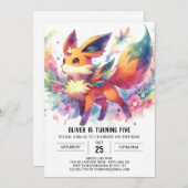 ウッドランドボホキツネ誕生日 招待状 (正面/裏面)