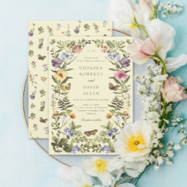 ウッドランドボホヴィンテージ植物野草結婚の花 招待状