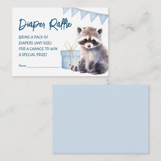 ウッドランドボーイ赤ちゃんシャワーおむつラッフル エンクロージャーカード (正面/裏面)