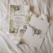 ウッドランドボーイ野生の森クマ動物の赤ちゃんシャワー 招待状