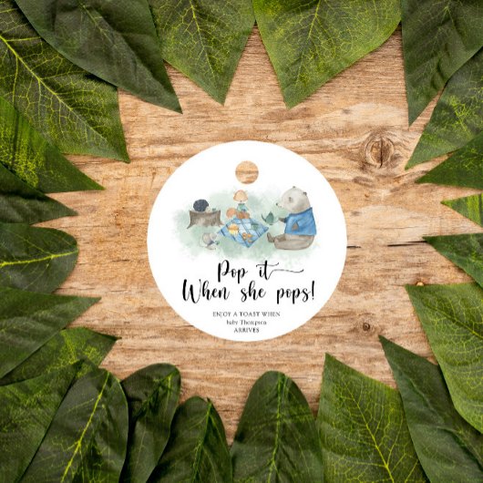 ウッドランドポップ・アートの動物 – 彼女が赤ちゃんシャワーをポップする時に フェイバータグ