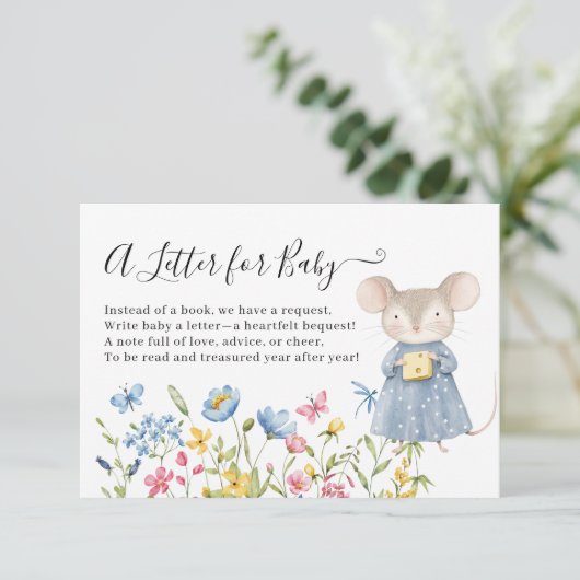 ウッドランドマウスフローラ赤ちゃんのシャワーへの手紙 エンクロージャーカード (スタンド正面)