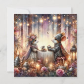 ウッドランドマウスロマンチック茶パーティーバレンタイン シーズンカード (正面)