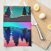 ウッドランドマウンテンオーロラ動物 キッチンタオル (四つ折り)