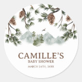 ウッドランドマウンテンズボーイベビーシャワー ラウンドシール (正面)