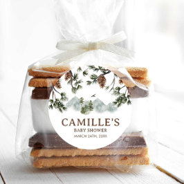 ウッドランドマウンテンズボーイベビーシャワー ラウンドシール