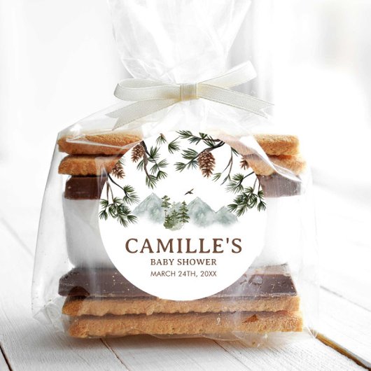 ウッドランドマウンテンズボーイベビーシャワー ラウンドシール