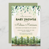 ウッドランドマウンテンズ男の赤ちゃんシャワー 招待状 (正面/裏面)