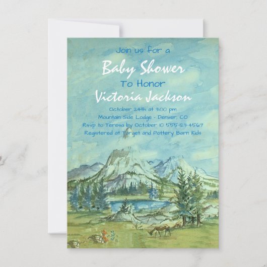 ウッドランドマウンテンベビーシャワー招待状 招待状 (正面)