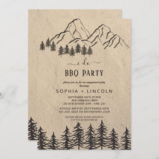 ウッドランドマウンテンI Do BBQ婚約パーティ 招待状 (正面/裏面)