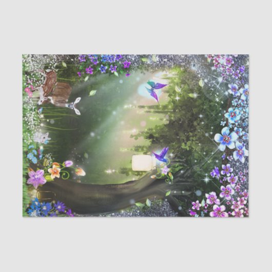 ウッドランドマジカルフラワーフォレストディアー&バニー 薄葉紙 (正面)