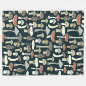 ウッドランドマッシュルームのパタ素朴ーン フリースブランケット (正面(横))