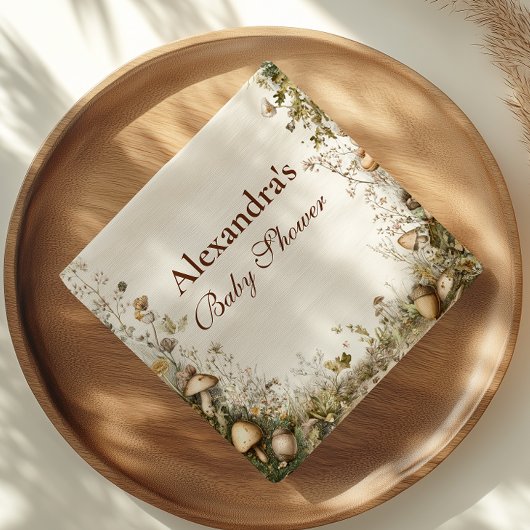 ウッドランドマッシュルームの森のベビーシャワー スタンダードカクテルナプキン