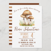 ウッドランドマッシュルームをテーマにした赤ちゃんシャワー 招待状 (正面/裏面)