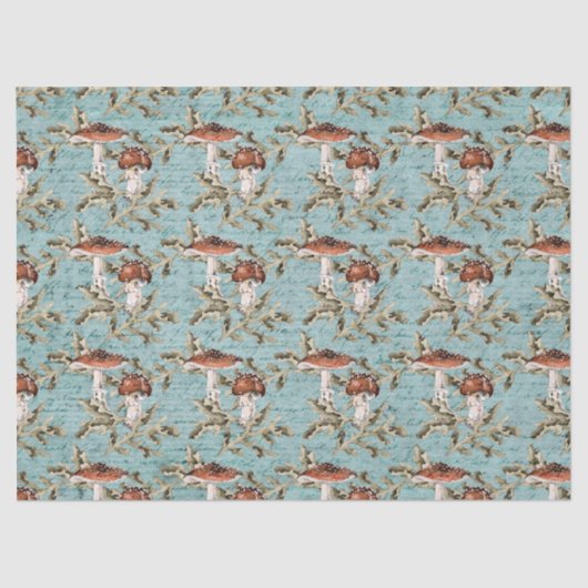 ウッドランドマッシュルームオンティール（緑がかった色）ティッシュペーパー 薄葉紙 (正面)