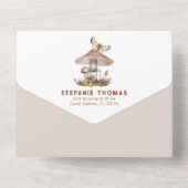 ウッドランドマッシュルームオールインワンベビーシャワーの招待 オールインワン招待状 (裏面)