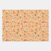 ウッドランドマッシュルームハンドドロー自然コテージコア ラッピングペーパーシート (正面3)