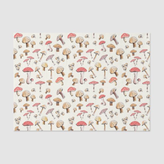 ウッドランドマッシュルーム手描き自然水彩 薄葉紙 (正面)