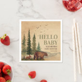 ウッドランドママベア&キューブベビーシャワー紙 スタンダードカクテルナプキン (インサイチュ)