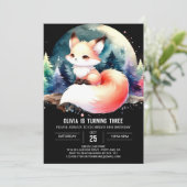 ウッドランドミニマルキツネ誕生日デジタル 招待状 (スタンド正面)