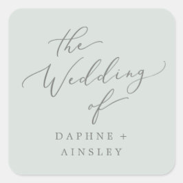 ウッドランドミントグリーン結婚ズ封筒用シール スクエアシール