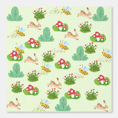 ウッドランドメドウ子供部屋壁紙 – バニー，ミツバチ 壁紙 (正面)