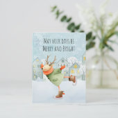 ウッドランドメリー鹿とブライトホリデーカード シーズンポストカード (スタンド正面)