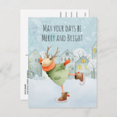 ウッドランドメリー鹿とブライトホリデーカード シーズンポストカード (正面/裏面)