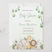 ウッドランドモダンアニマルズフォレストボーイベビーシャワーInv 招待状 (正面)