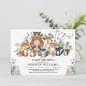ウッドランドモダンアニマルズフォレストボーイ赤ちゃんシャワー 招待状 (スタンド正面)