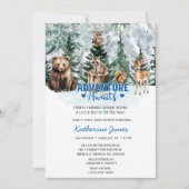 ウッドランドモダンアニマルズフォレストボーイ赤ちゃんシャワー 招待状 (正面)
