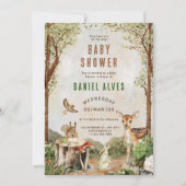 ウッドランドモダンアニマルズフォレストボーイ赤ちゃんシャワー 招待状 (正面)