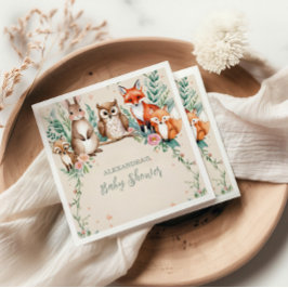 ウッドランドモダンアニマルズフォレスト赤ちゃんシャワー スタンダードカクテルナプキン