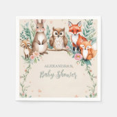 ウッドランドモダンアニマルズフォレスト赤ちゃんシャワー スタンダードカクテルナプキン (正面)