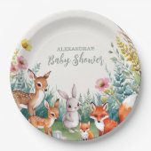 ウッドランドモダンアニマルズフォレスト赤ちゃんシャワー ペーパープレート (正面)