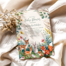 ウッドランドモダンアニマルズフォレスト赤ちゃんシャワー