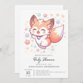 ウッドランドモダンキツネベビーシャワー 招待状 (正面/裏面)