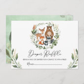 ウッドランドモダングリーンリーベビーシャワーおむつラッフル エンクロージャーカード (正面/裏面)