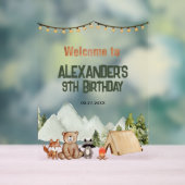 ウッドランドモダンハッピーキャンパーキャンプ子供の誕生日 アクリルサイン (ニュートラル)
