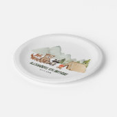 ウッドランドモダンハッピーキャンパーキャンプ子供の誕生日 ペーパープレート (アングル)