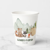 ウッドランドモダンハッピーキャンパーキャンプ子供の誕生日 紙コップ (裏面)