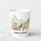 ウッドランドモダンハッピーキャンパーキャンプ子供の誕生日 紙コップ (正面)