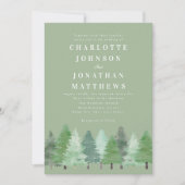 ウッドランドモダンフォレストQRコードセージグリーン結婚ズ 招待状 (正面)