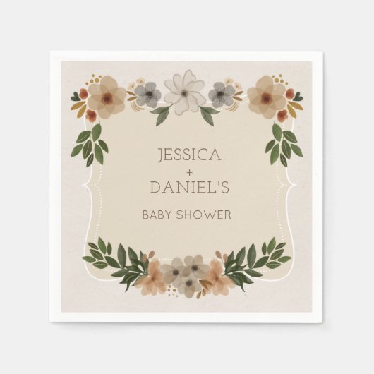 ウッドランドモダンベイビーシャワーカクテルナプキン スタンダードカクテルナプキン (正面)