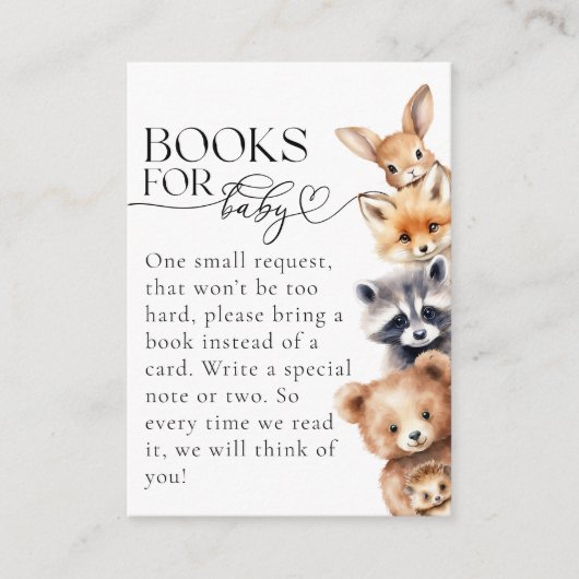 ウッドランドモダン動物赤ちゃんシャワーブック エンクロージャーカード (正面)