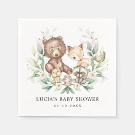 ウッドランドモダン森林動物カップル赤ちゃんシャワー スタンダードカクテルナプキン