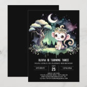 ウッドランドモンキー誕生日 招待状 (正面/裏面)